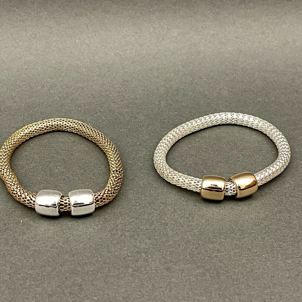Silver-tone Gold-tone Women's Fashion Stretch Bracelets Lot of 2 NWOT